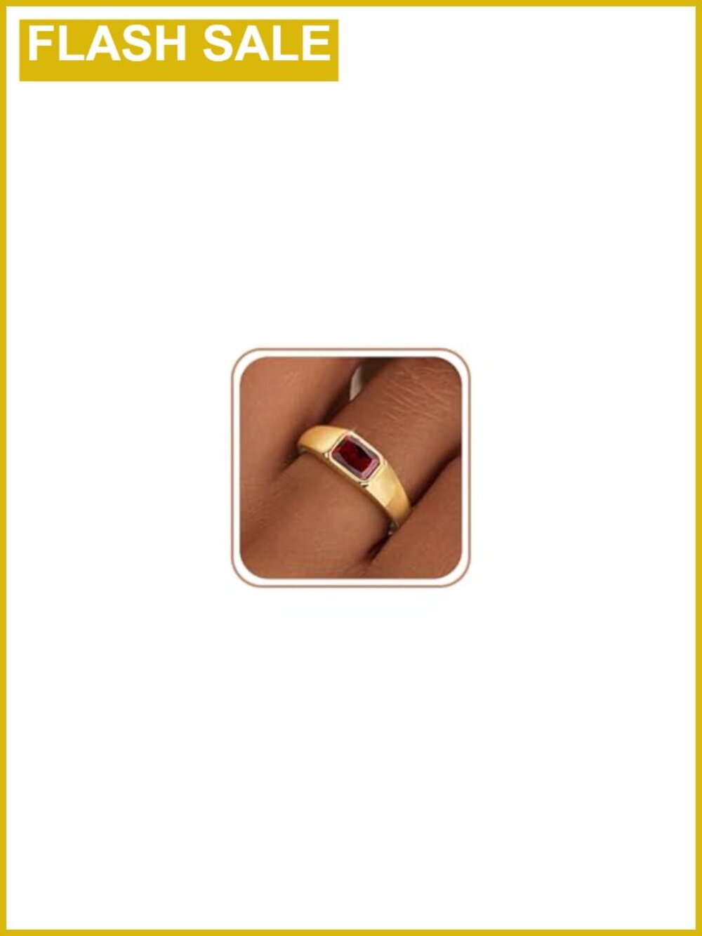 14K Gold Plated Birthstone Signet Ring Cubic Zirconia Chunky Non Tarnish